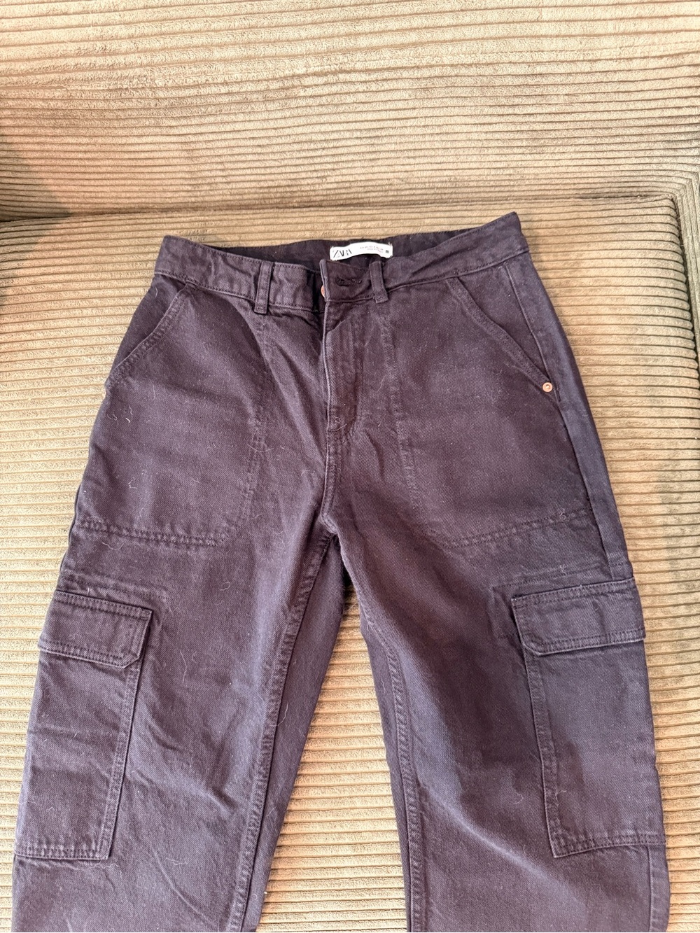 Zara Men Cargo Trousers in Dark Brown